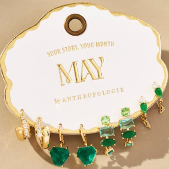 Anthropologie Birthstone Huggie Earrings, Set of 4 NTW - Picture 1 of 2